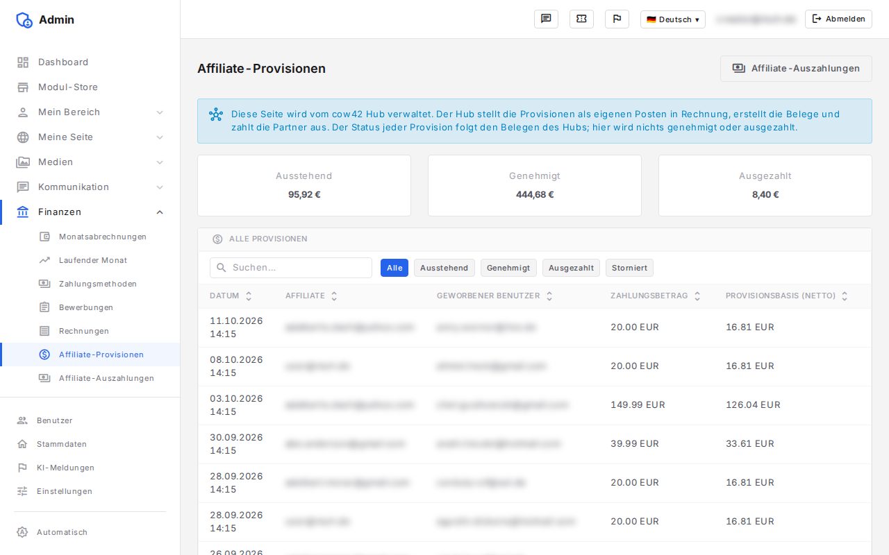 Affiliate-Programm: Ansicht 2 von 3