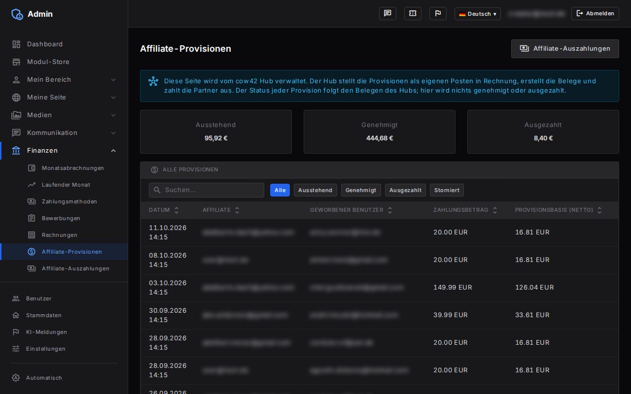 Affiliate-Programm: Ansicht 2 von 3